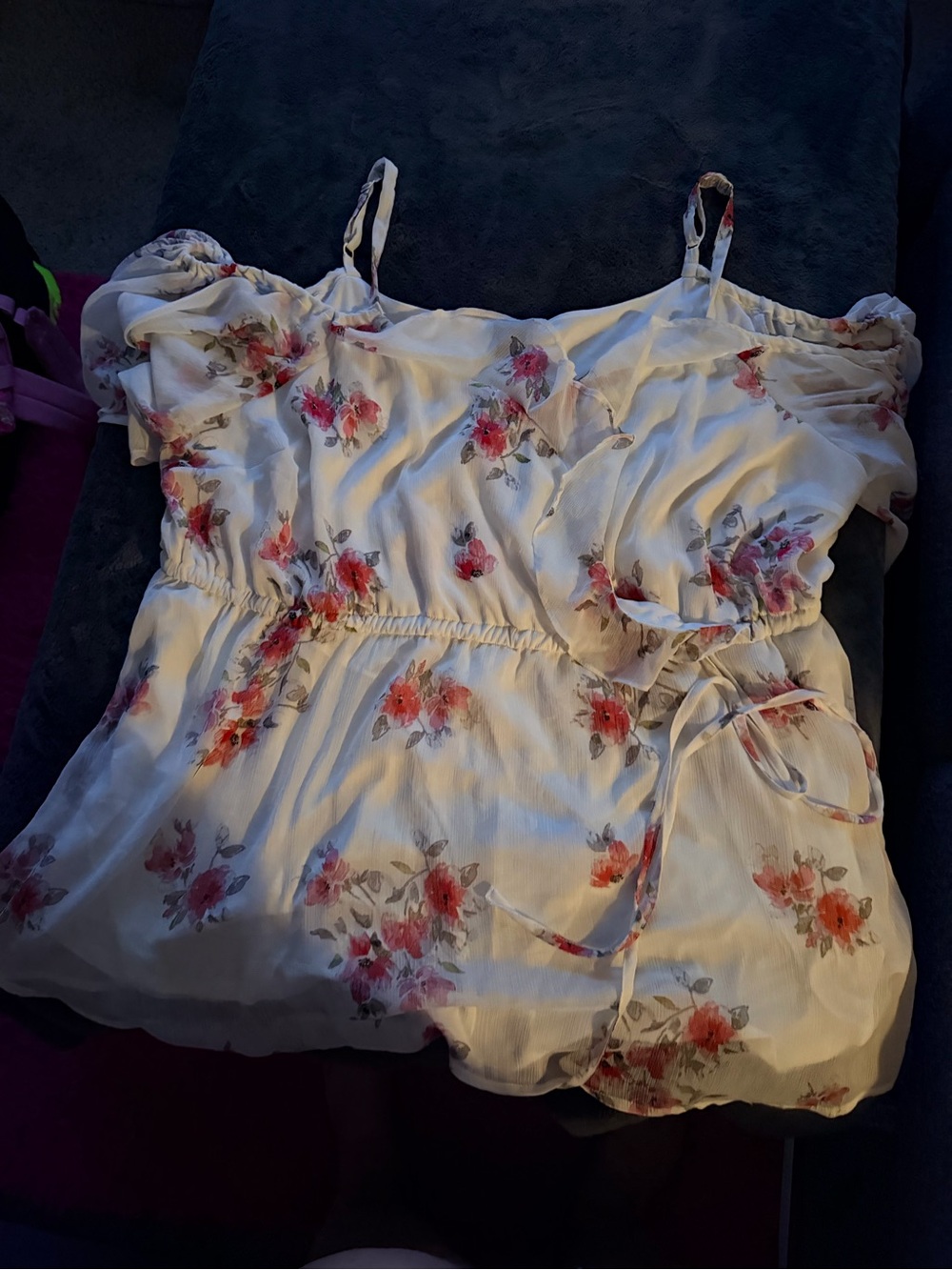torrid White Floral Off-Shoulder Camisole with Pink Flowers